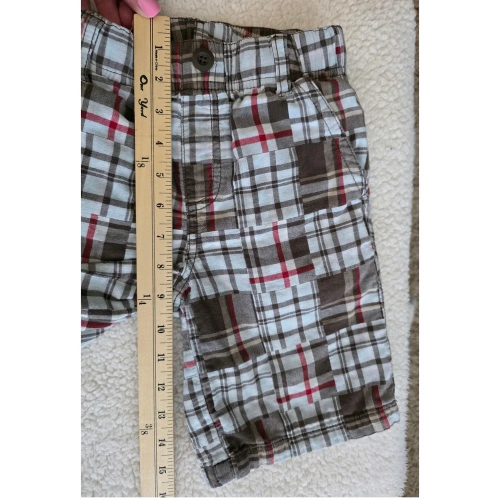 Gymboree Shorts Boys‎ 7 Brown Plaid Cotton Shorts Elastic Waist